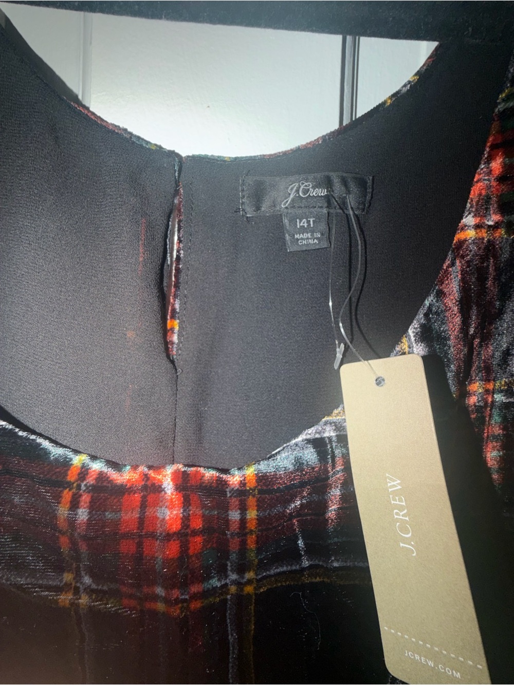 J.Crew Stewart Tartan Velvet Tank Top 14 L NWT